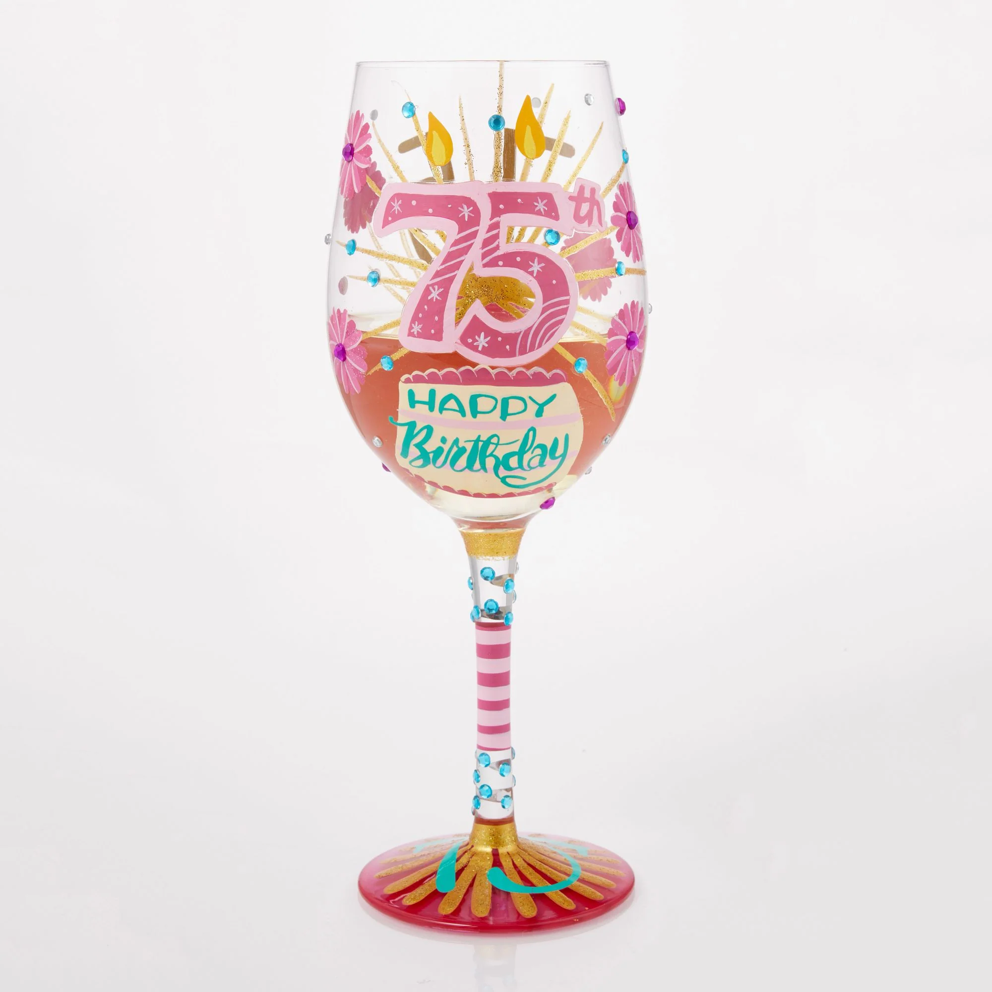 Happy 75th Birthday Wine Glass - Image 2
